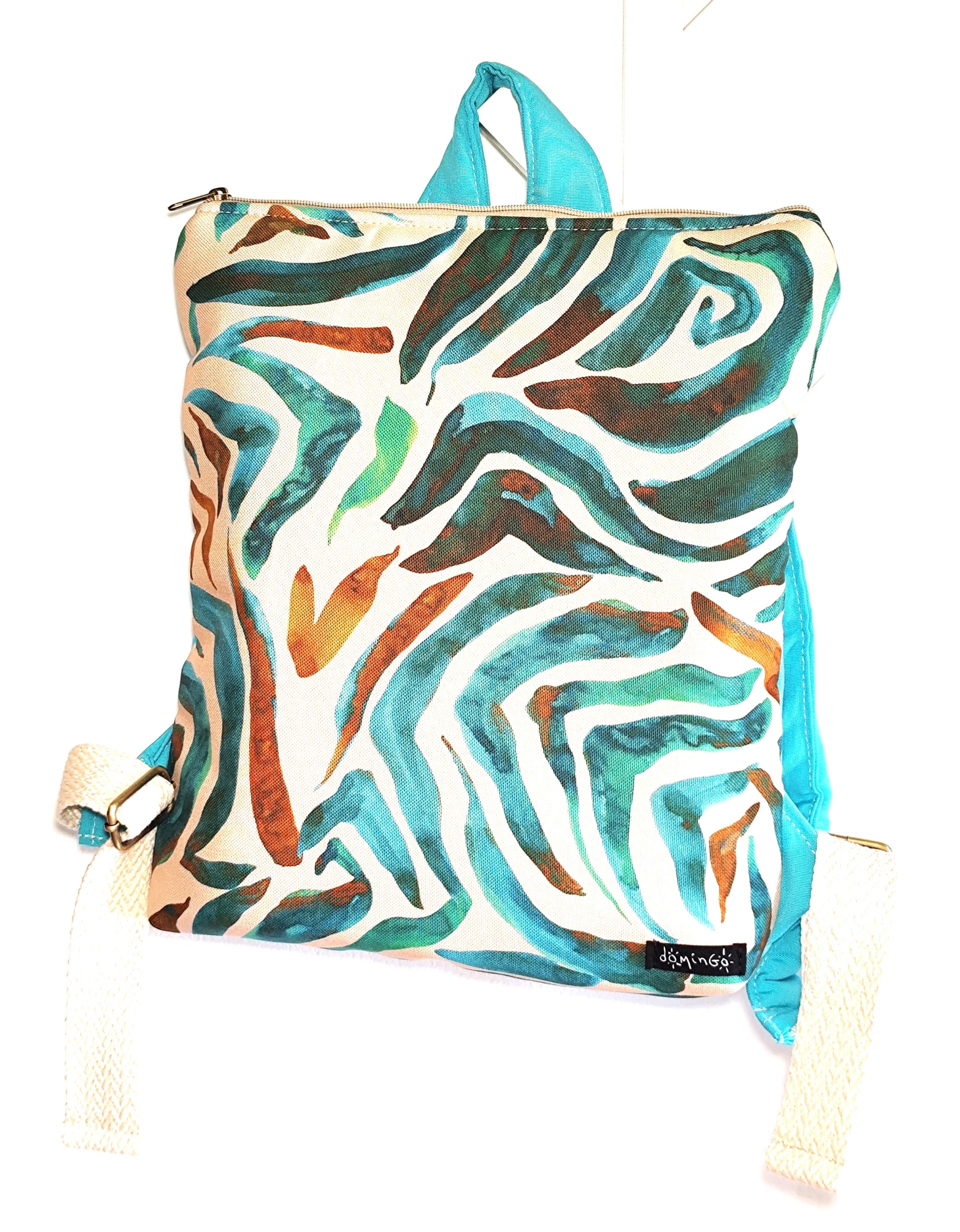 Puffer medium backpack light blue waves 01